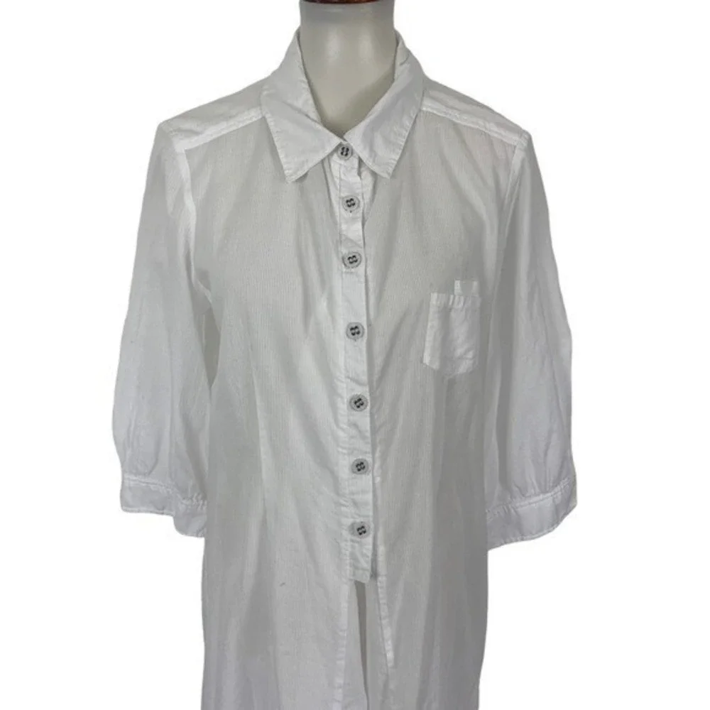 Edme And Esyllte White Button Down Blouse Puff Sleeves Boho Style 12 Tunic
